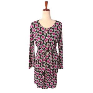 Diane Von Furstenberg Emsley Geometric Print Silk Belted Midi Dress Size 10